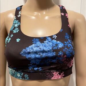 Lululemon Petal Pop Floral Print Sports Bra - Black with Blue and Pink Accents
